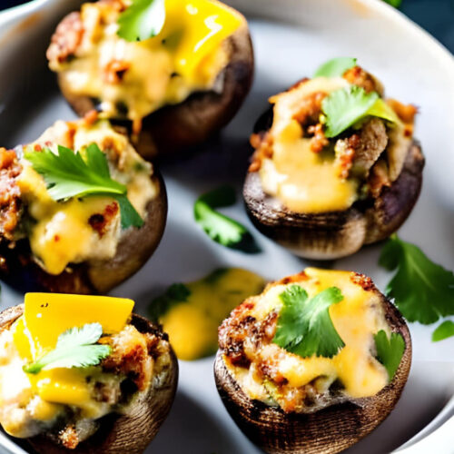 Keto Cheese Stuffed Mushrooms with Ground Beef