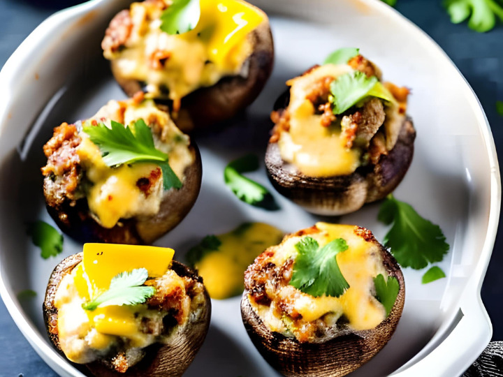 Keto Cheese Stuffed Mushrooms with Ground Beef