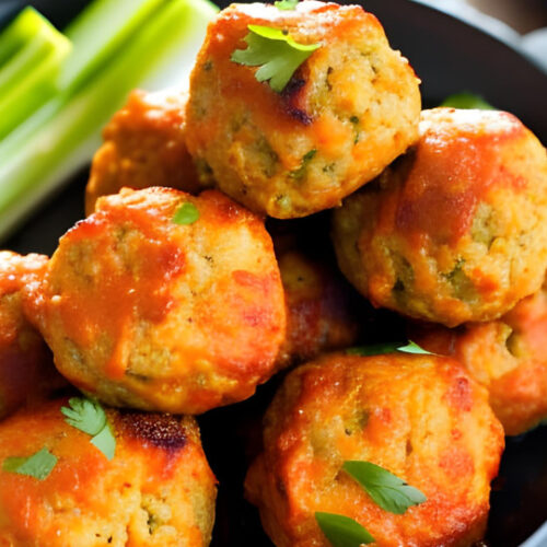 Keto Ground Chicken Buffalo Meatballs