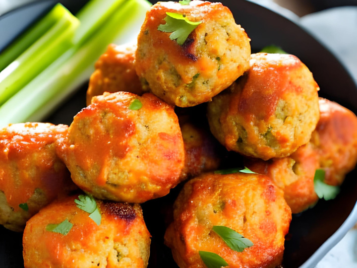 Keto Ground Chicken Buffalo Meatballs