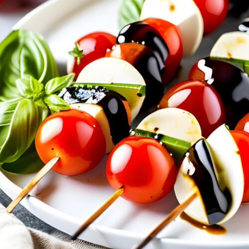 keto caprese skewers with balsamic glaze