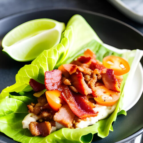keto ground turkey lettuce wrap with bacon