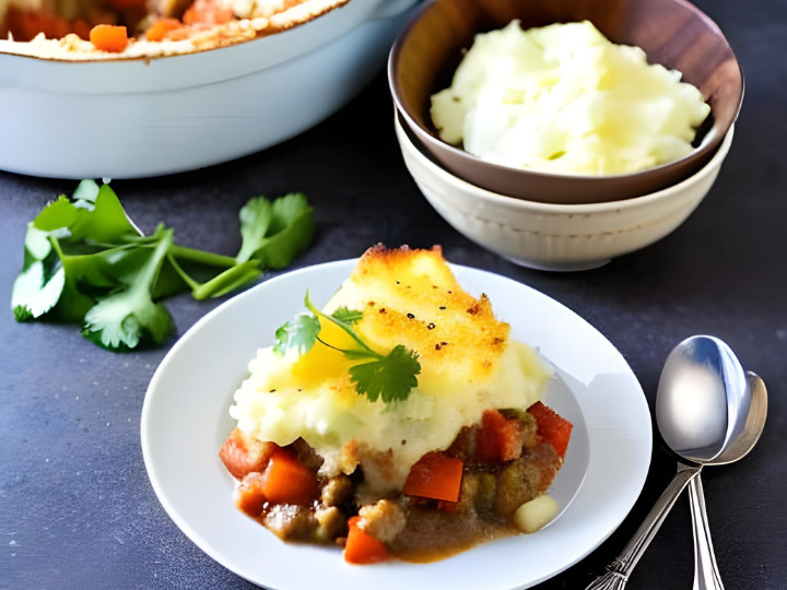 keto shepherds pie with cauliflower cheese topping