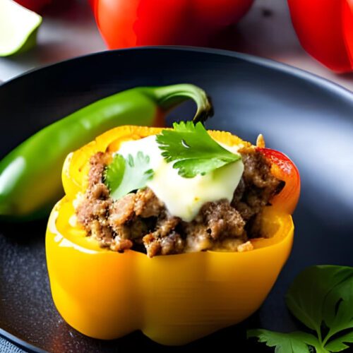 keto stuffed bell peppers with cream cheese and ground beef