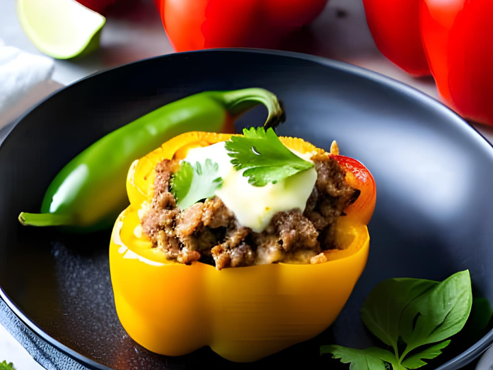 keto stuffed bell peppers with cream cheese and ground beef