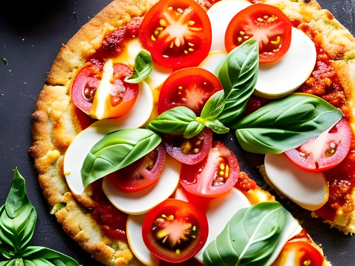 low carb Cauliflower Crust Margherita Pizza