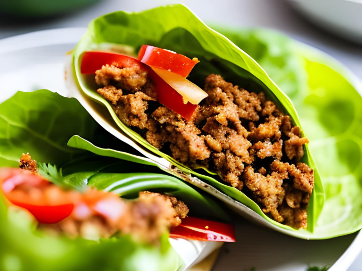 low carb ground turkey lettuce wrap with bacon